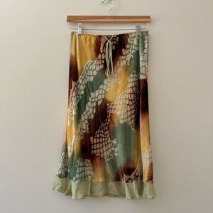 SOLD - ANTHROPOLOGIE LAPIS VELOUR PATTERN LAYERED MIDI SKIRT